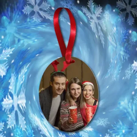 Christmas Oval Ornament Gloss White 6.1 x 7.7cm