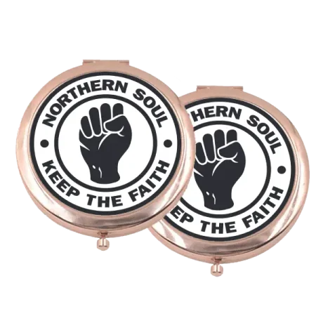 Round Compact Pocket Mirror - Rose Gold Colour - Northern Soul