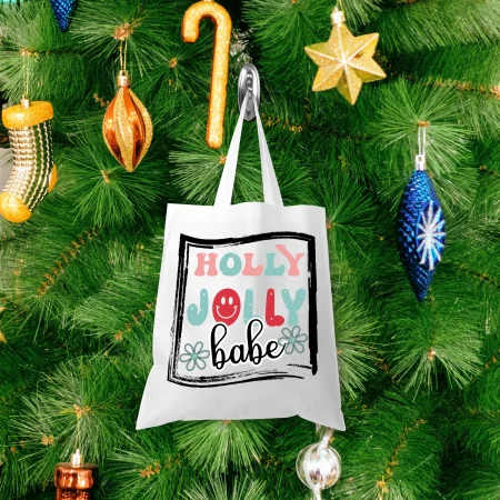 Long Handled White Tote Bag 35 X 39CM - Christmas Design 8