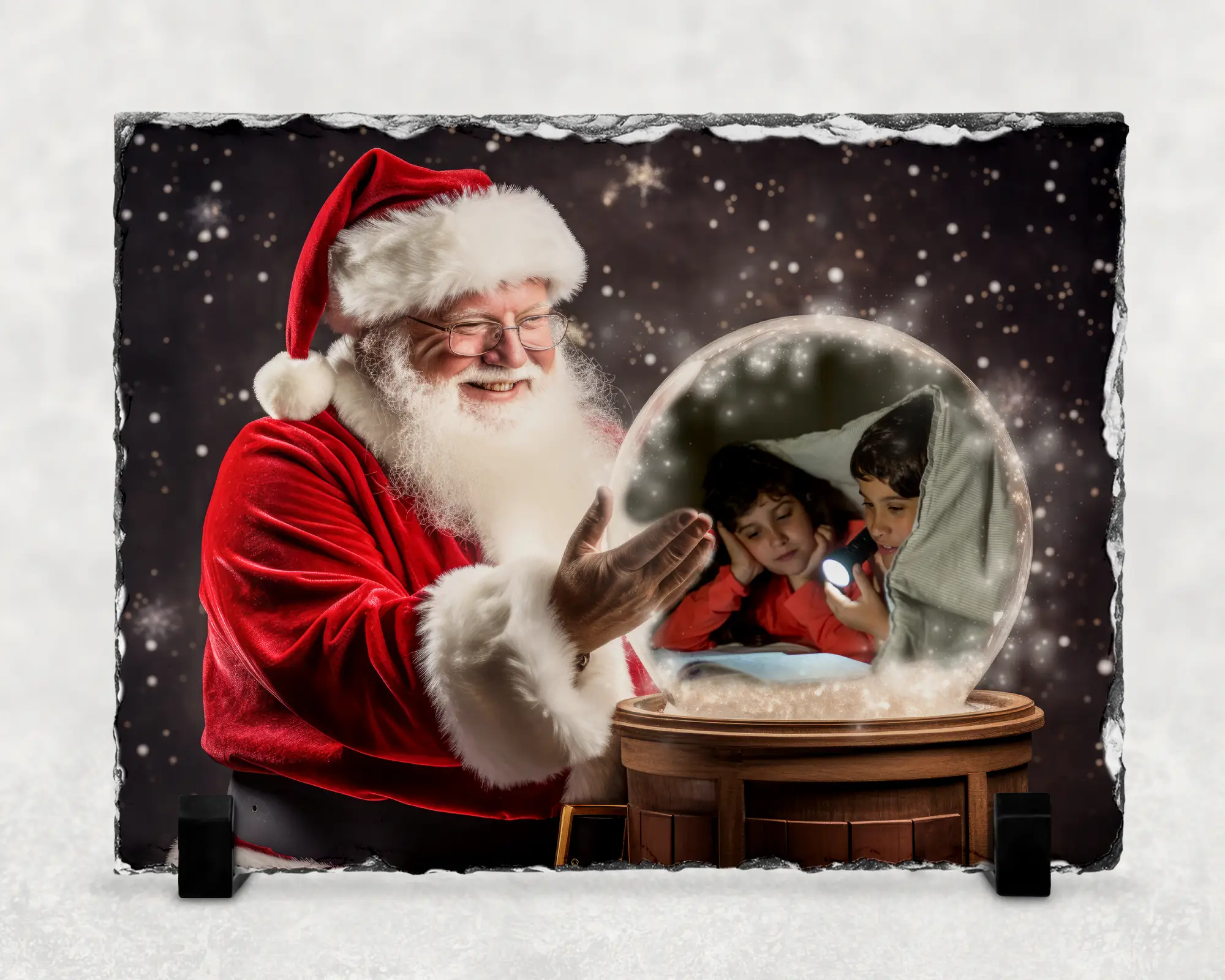 Christmas Santa Slate 1 - 15 x 20cm gloss.