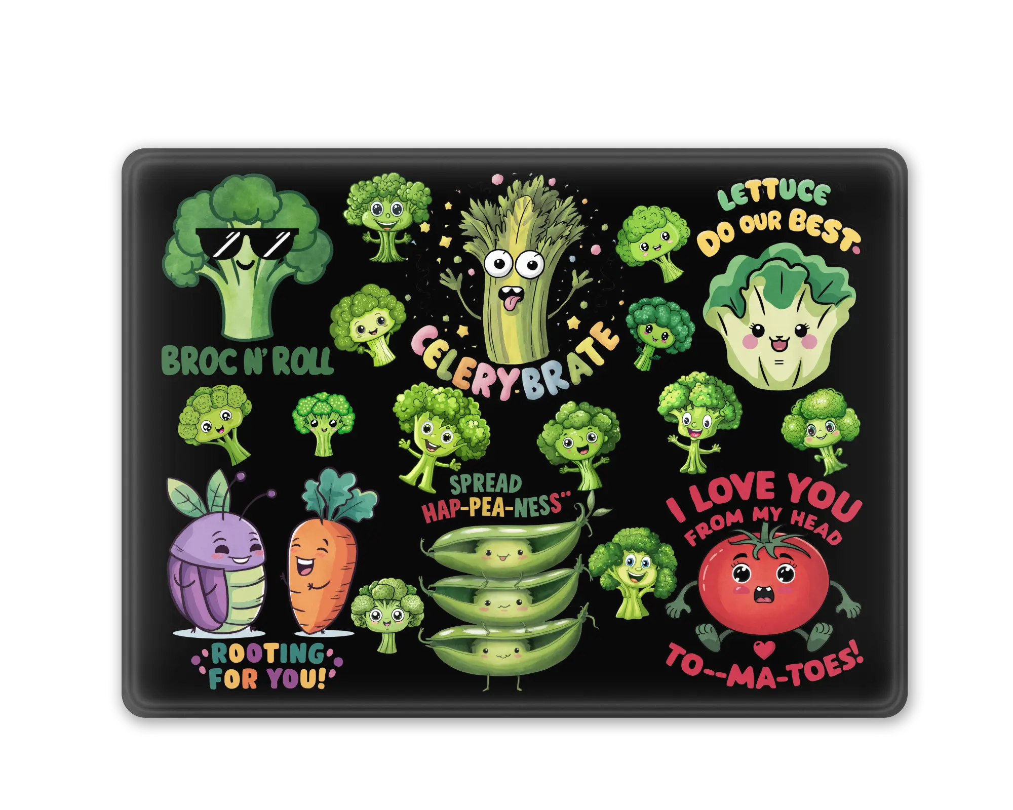 Rectangular Glass Cheese Board / Table Mat / Chopping Board 20.1 X 30.1cm Comedy Veg 8