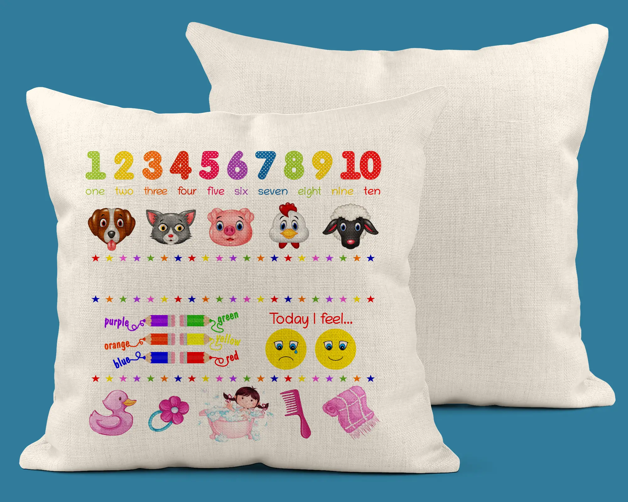 Linen Cushion cover & insert 40 x 40cm Learning Girl